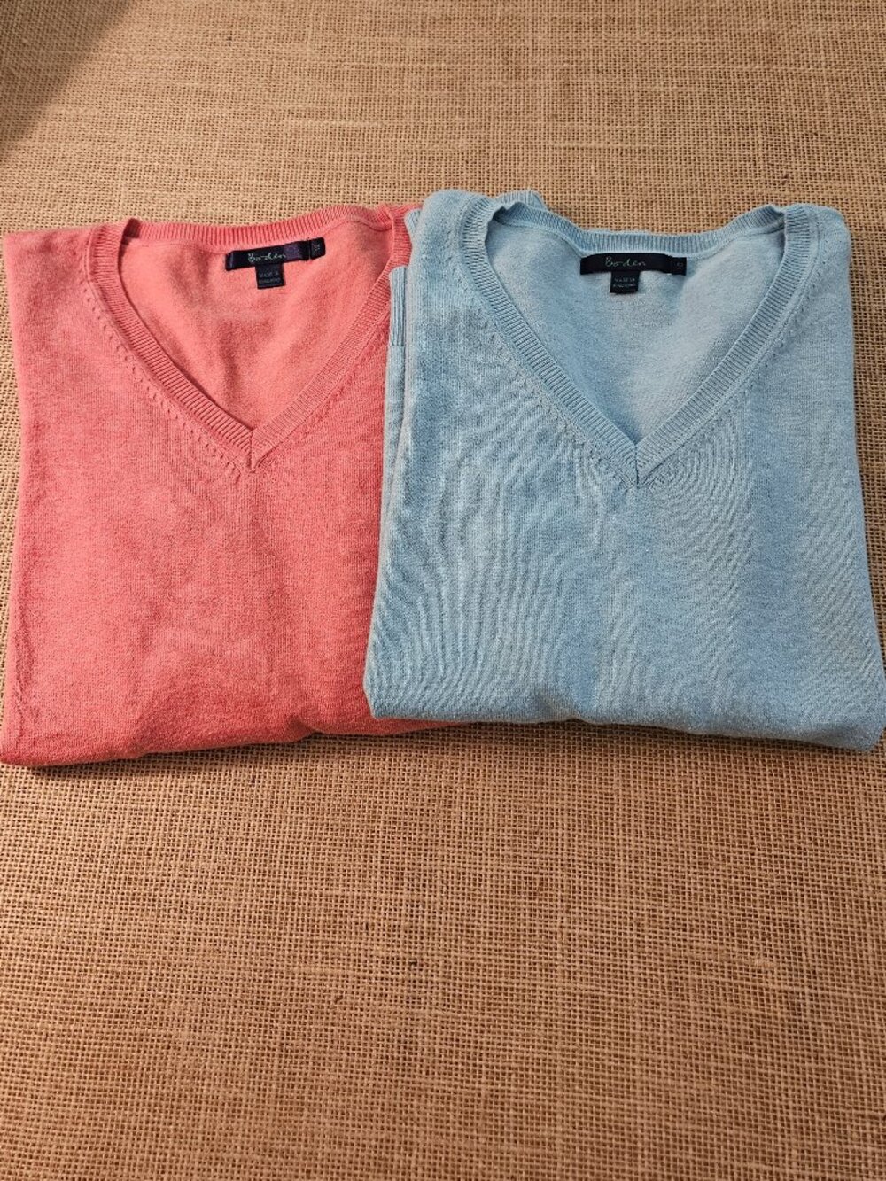 Blue and Coral Boden Cotton Sweaters - (2) together